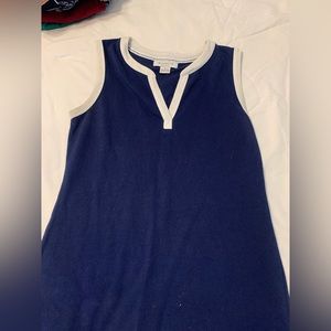 Navy and white sleeveless dress
